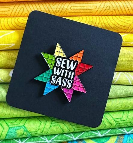 Sew with Sass Enamel Pin from Sassafras Lane Designs 