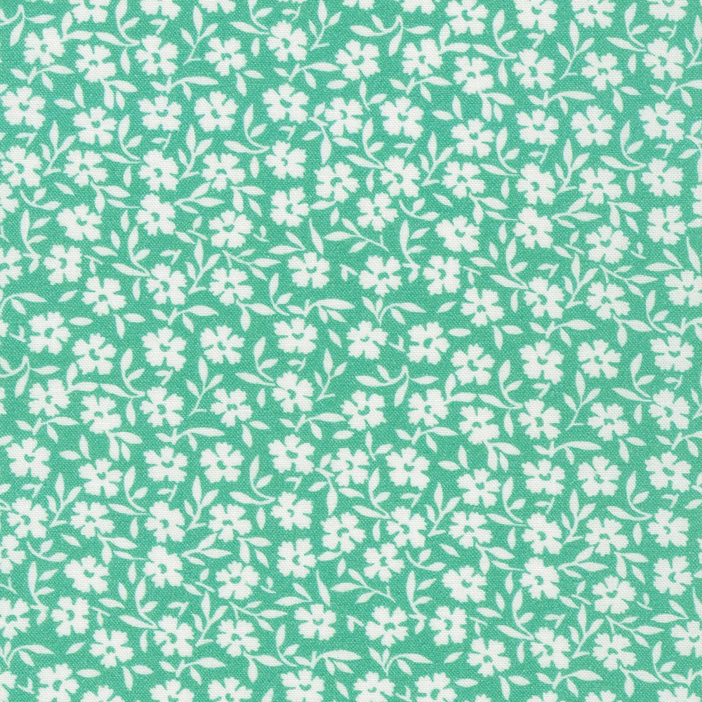 Flowerhouse: At The Cottage Small Blooms Aloe By Debbie Beaves For Robert Kaufman Fabrics