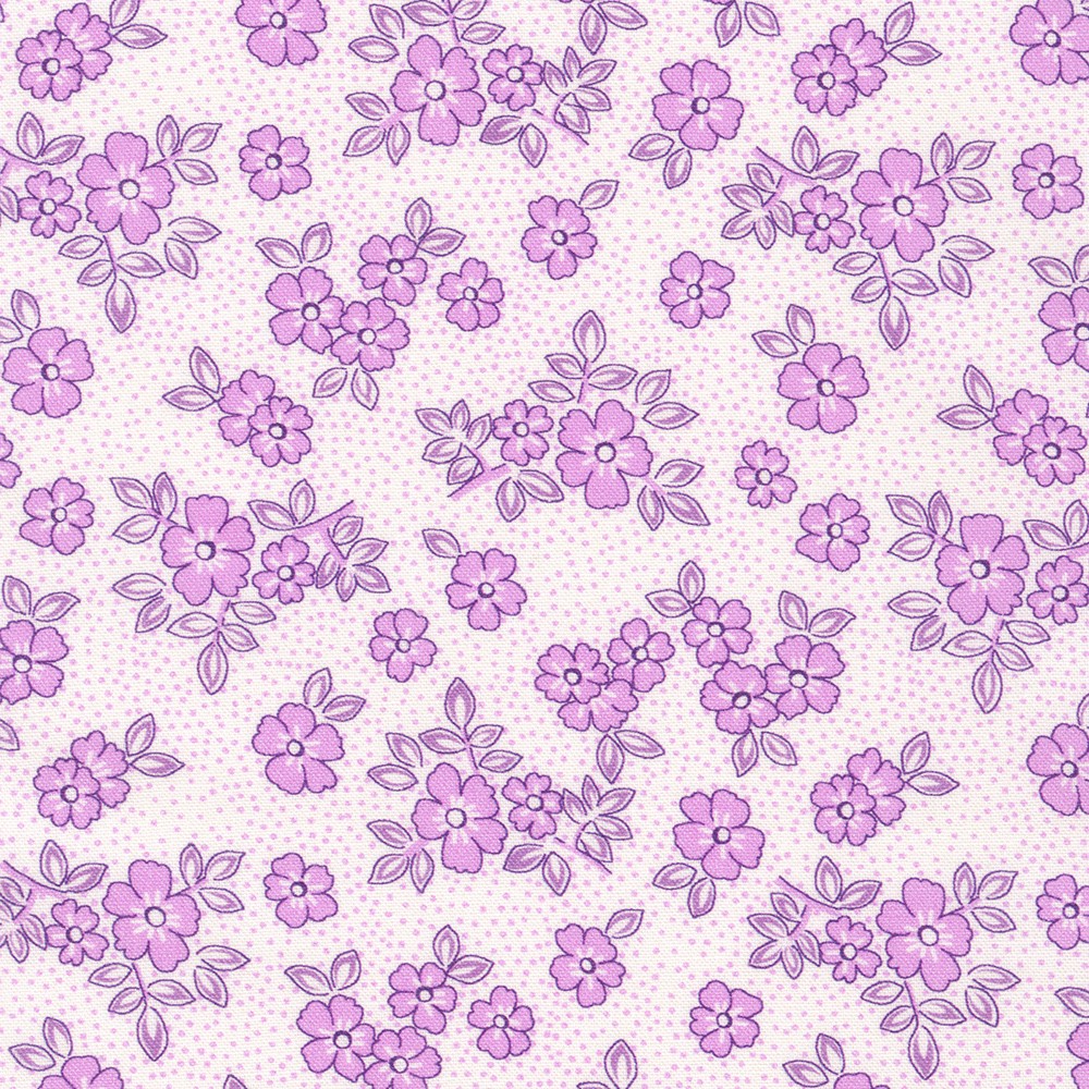 Flowerhouse: At The Cottage Dotted Florals Purple By Debbie Beaves For Robert Kaufman Fabrics