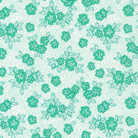 Flowerhouse: At The Cottage Dotted Florals Aloe By Debbie Beaves For Robert Kaufman Fabrics