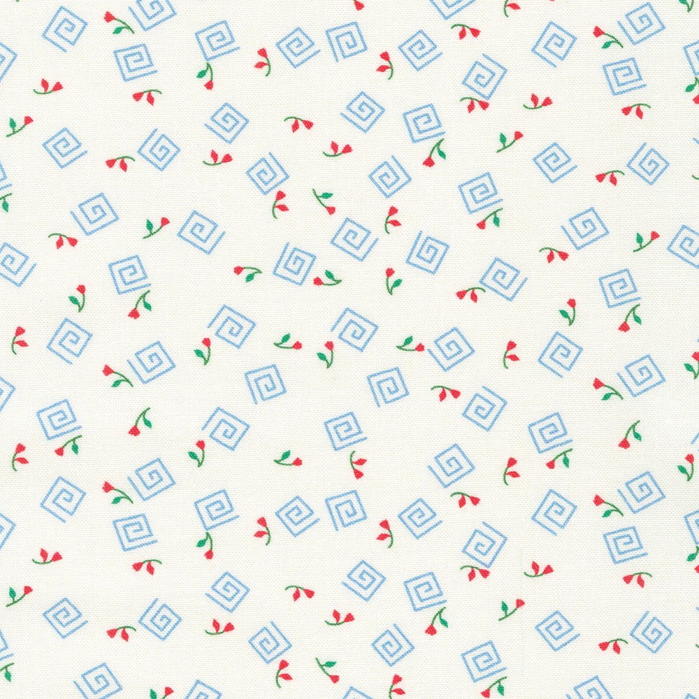 Flowerhouse: At The Cottage Spiral Blue By Debbie Beaves For Robert Kaufman Fabrics