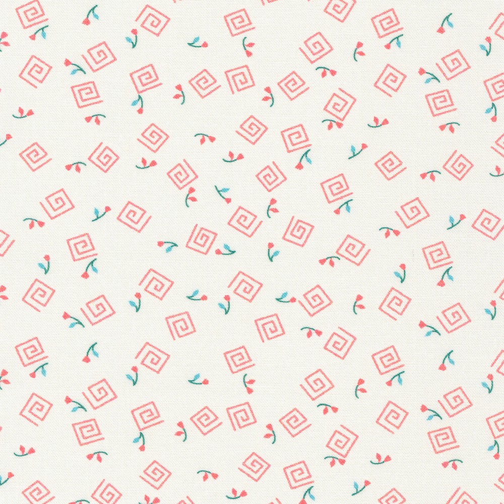 Flowerhouse: At The Cottage Spiral Pink By Debbie Beaves For Robert Kaufman Fabrics