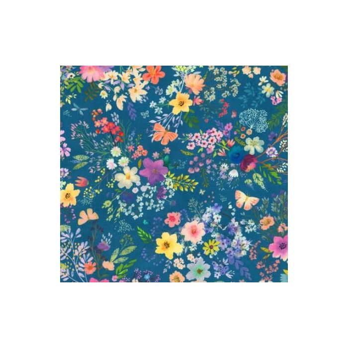Unicorn Meadow Flower Field Blue By Sanja Rescek For Robert Kaufman Fabrics 