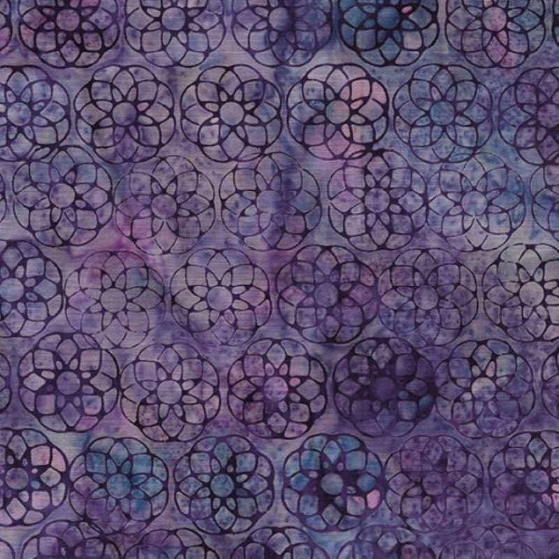 Heavy Metal Batik Geometric Flower Heather from Island Batik