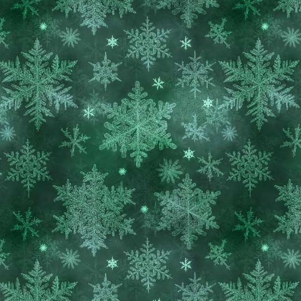 Snowfall Large Snowflakes Dark Green By Geetanjali Behera For P&B Textiles