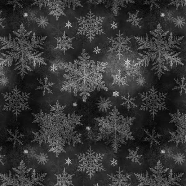 Snowfall Large Snowflakes Black By Geetanjali Behera For P&B Textiles