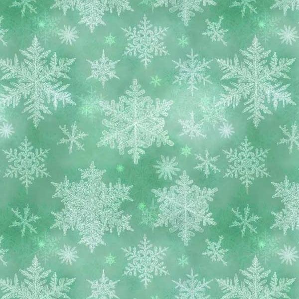 Snowfall Large Snowflakes Light Green By Geetanjali Behera For P&B Textiles