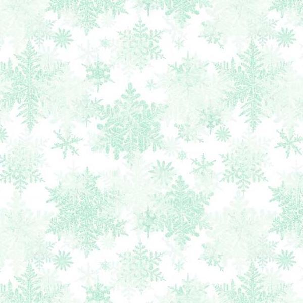 Snowfall Large Snowflakes Light Mint By Geetanjali Behera For P&B Textiles