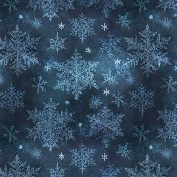 Snowfall Large Snowflakes Navy By Geetanjali Behera For P&B Textiles