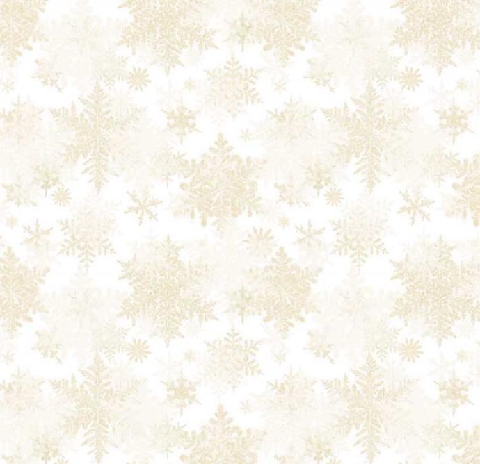 Snowfall Small Snow Flakes Gold on White by Geetanjali Behera for P&B Textiles