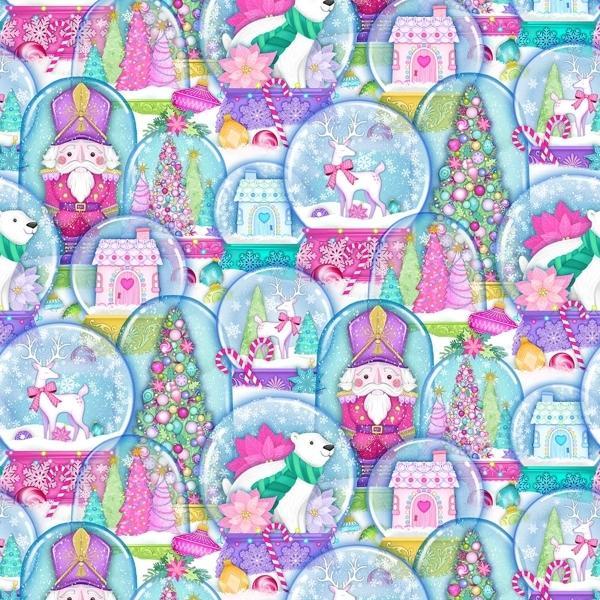 Merry And Bright Packed Globes By Michael Zindell For Northcott Fabrics 