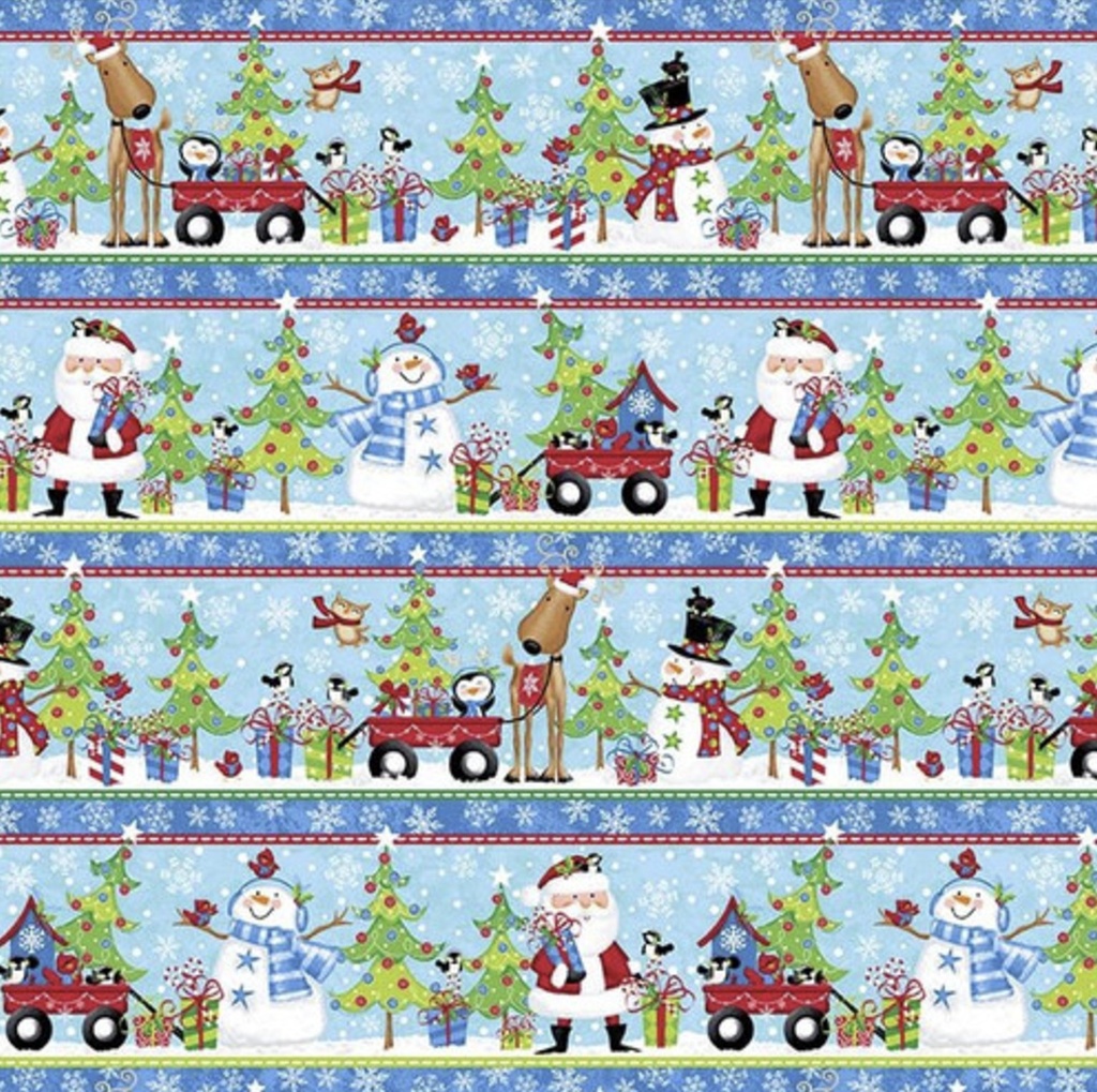 A Jolly Good Time Santa Stripe by Victoria Hutto for Studio E Fabrics