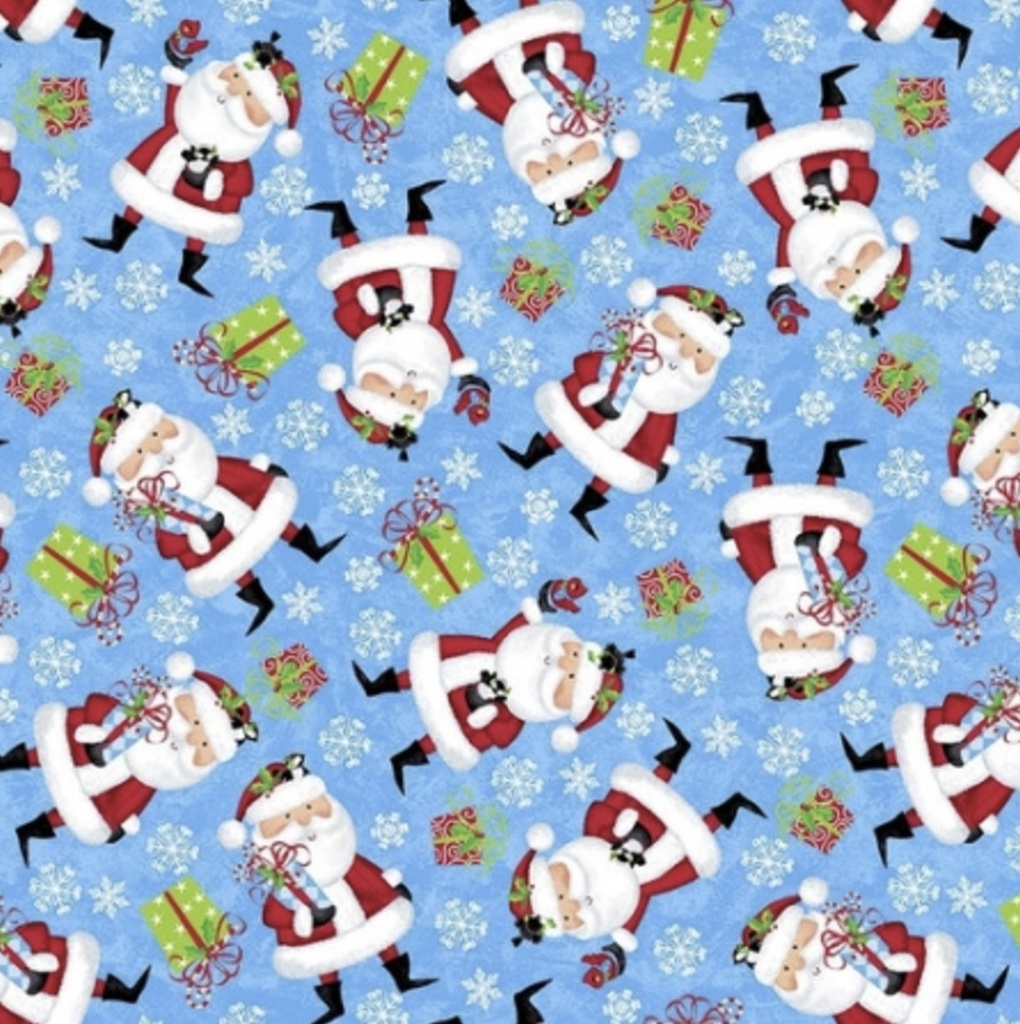 A Jolly Good Time Tossed Santas by Victoria Hutta for Studio E Fabrics