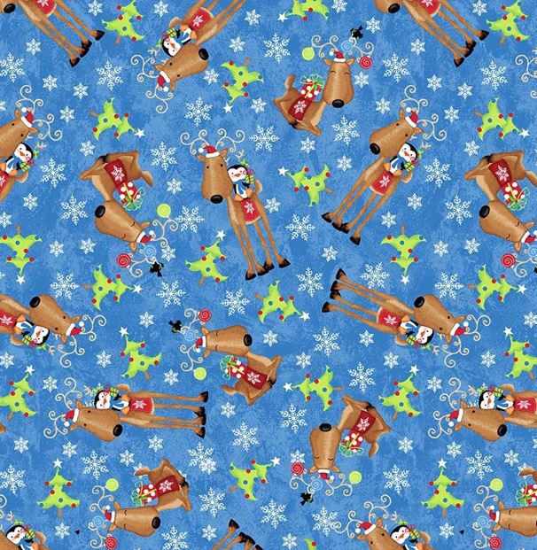 A Jolly Good Time Tossed Reindeers by Victoria Hutta for Studio E Fabrics