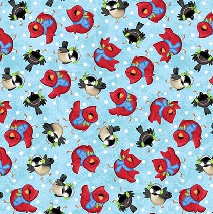 A Jolly Good Time Tossed Cardinals & Chickadees by Victoria Hutto for Studio E Fabrics