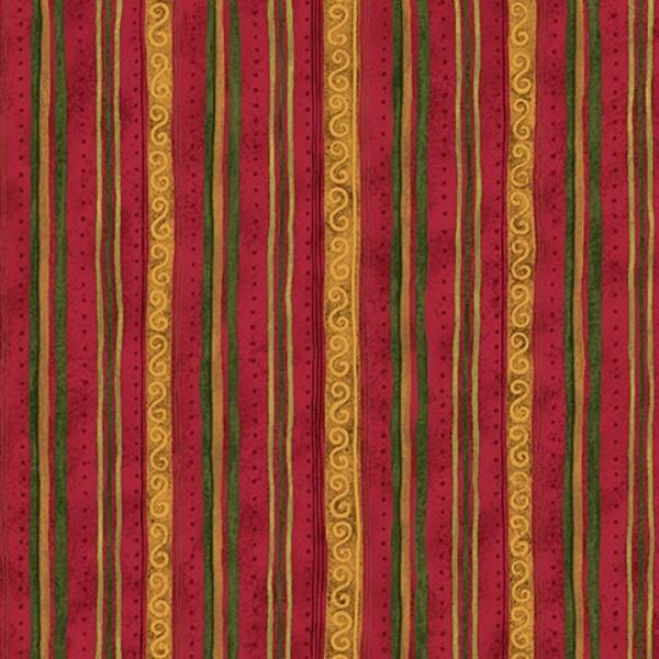 Star Of Wonder, Star Of Light Scroll Stripe Red By Nancy Halvorsen For Benartex