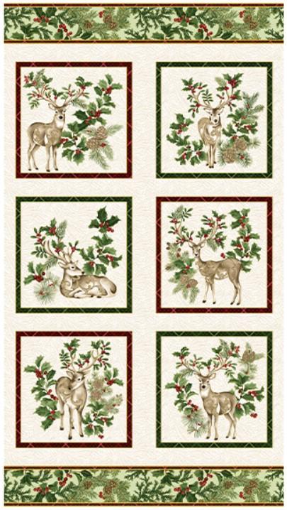 Winter In The Pines Deer Panel Cream By Jackie Robinson For Benartex