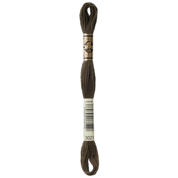 DMC Embroidery Floss Very Dark Brown Gray 3021