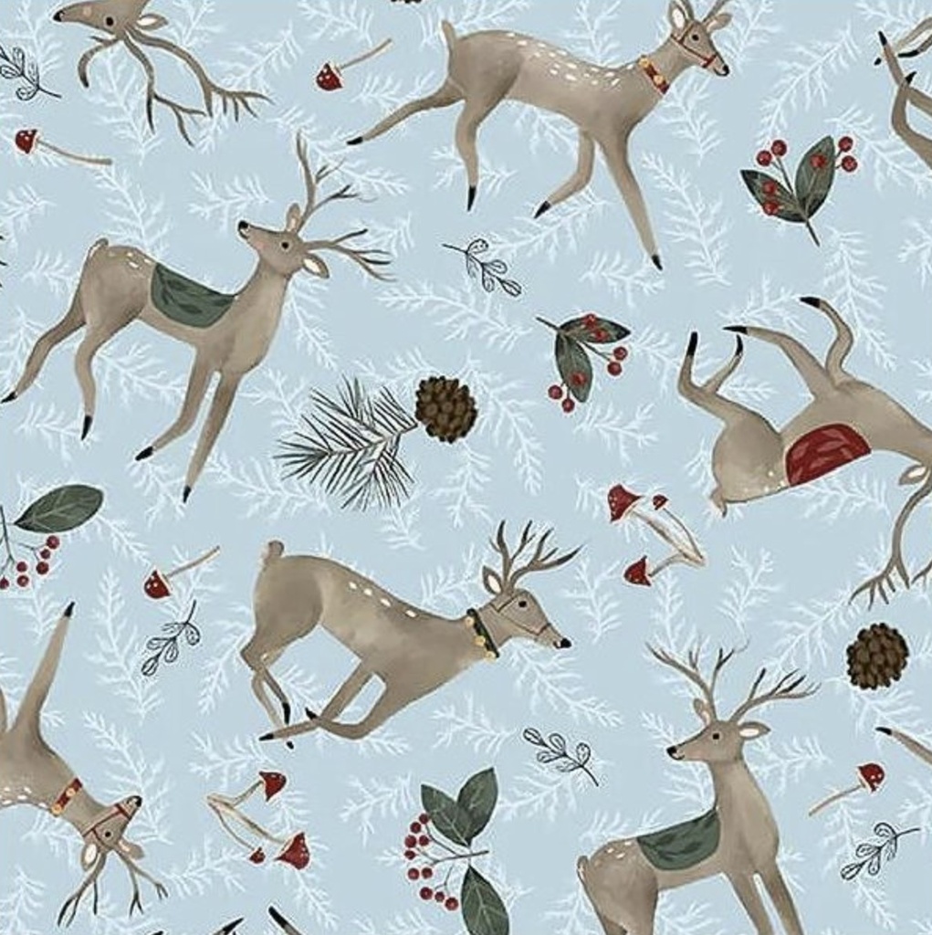 Glad Tidings We Bring Tossed Deer Light Blue By Laura Konyndyk For Blank Quilting 