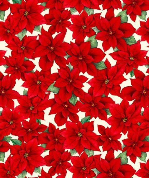 Cardinal Cozy Packed Poinsettias Cream By Nancy Mink For Wilmington Prints 