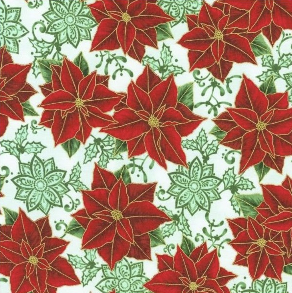 Holiday Flourish-Festive Finery Poinsettia Mint From Robert Kaufman