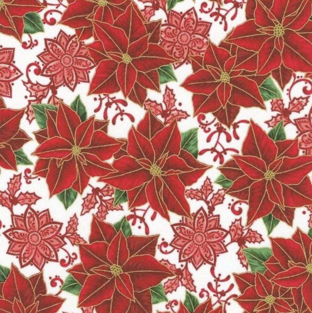 Holiday Flourish-Festive Finery Poinsettia Candy Cane From Robert Kaufman