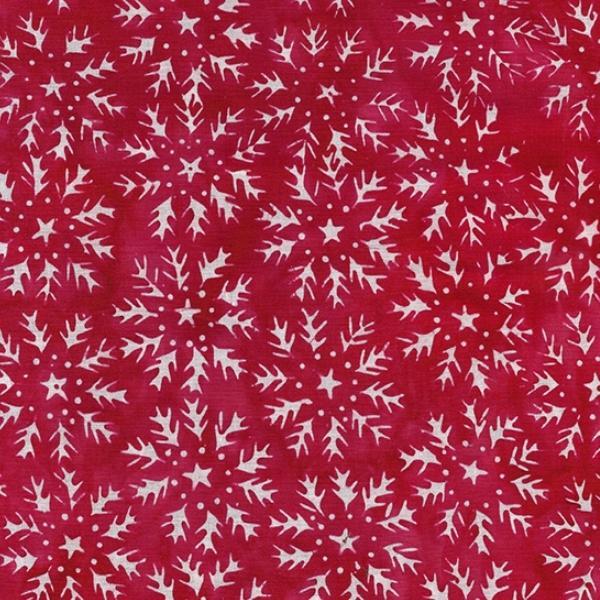 Peppermint Sprinkles Batik Snowflake Circles Red Paprika From Island Batik 