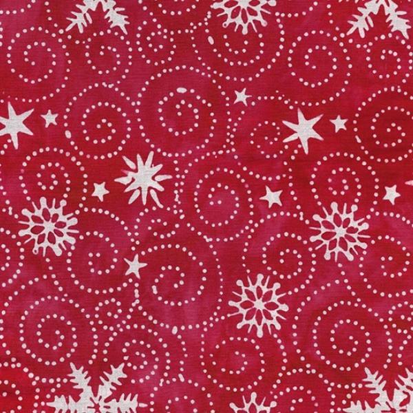 Peppermint Sprinkles Batik Swirl Snowflake Red Paprika From Island Batik 