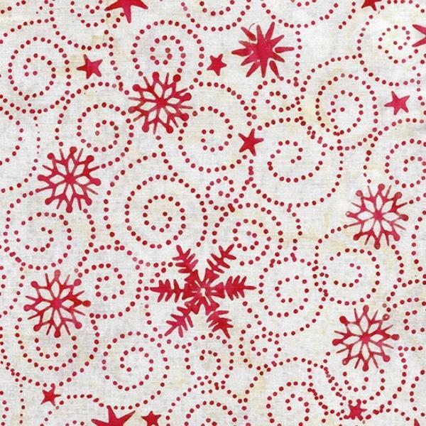 Peppermint Sprinkles Batik Swirl Snowflake White From Island Batik 