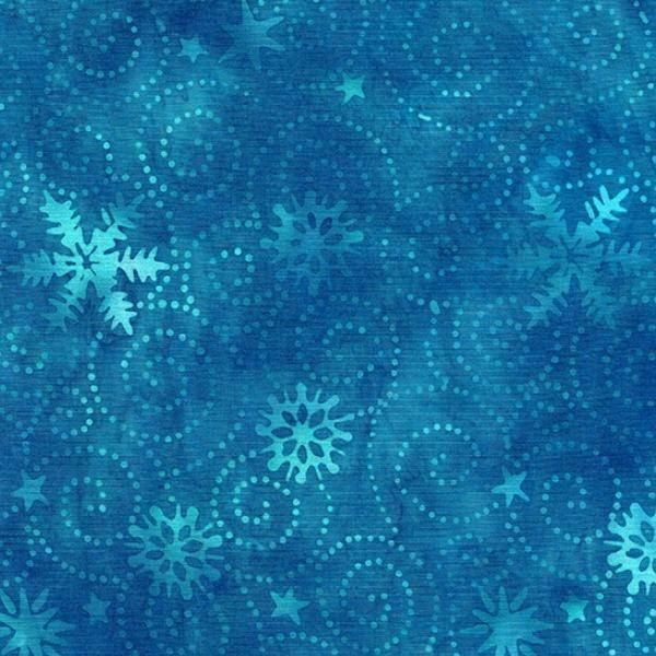 Peppermint Sprinkles Batik Swirl Snowflake Teal Aruba From Island Batik 