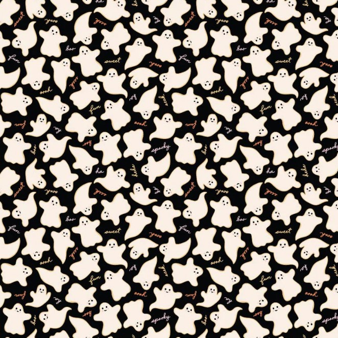 Sweet Tooth Eek's & Boo's Black from Poppie Cotton