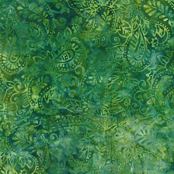 Mystic Vineyard Batik Paisley Green from Wilmington Prints