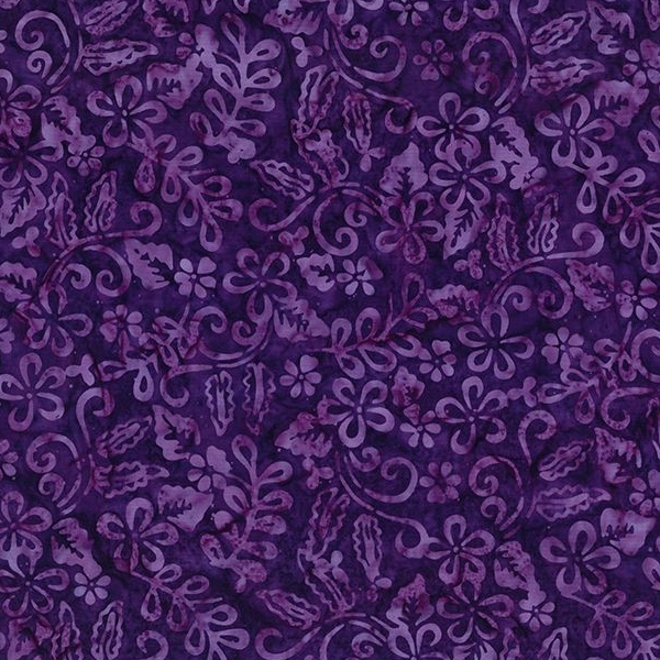 Mystic Vineyard Batik Plumeria Purple from Wilmington Prints