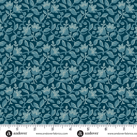 Beach House Bougainvillea Blue by Edyta Sitar of Laundry Basket Quilts for Andover Fabrics