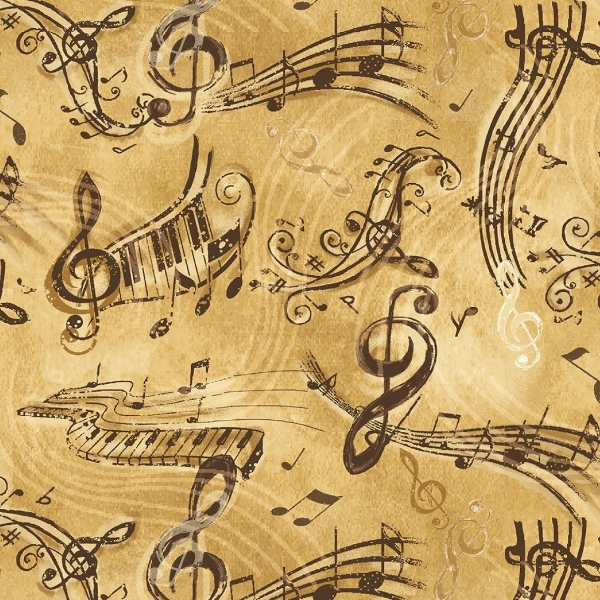 Sonata Vintage Music Notes Tan from Timeless Treasures Fabrics
