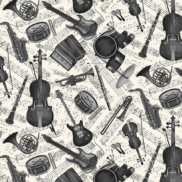 Sonata Instruments & Music Notes Cream from Timeless Treasures Fabrics