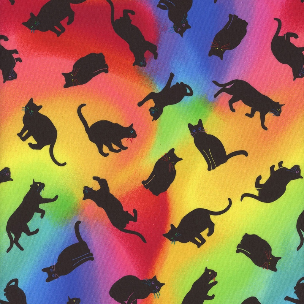 Wildcat Tossed Black Cats designed by Chong A Hwang for Timeless Treasures