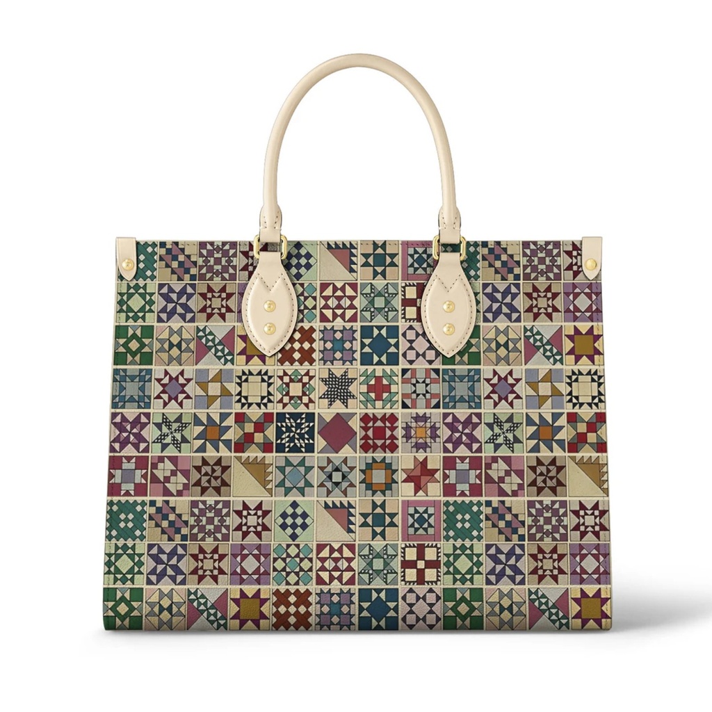 Vintage Quilt Blocks Tan Bag