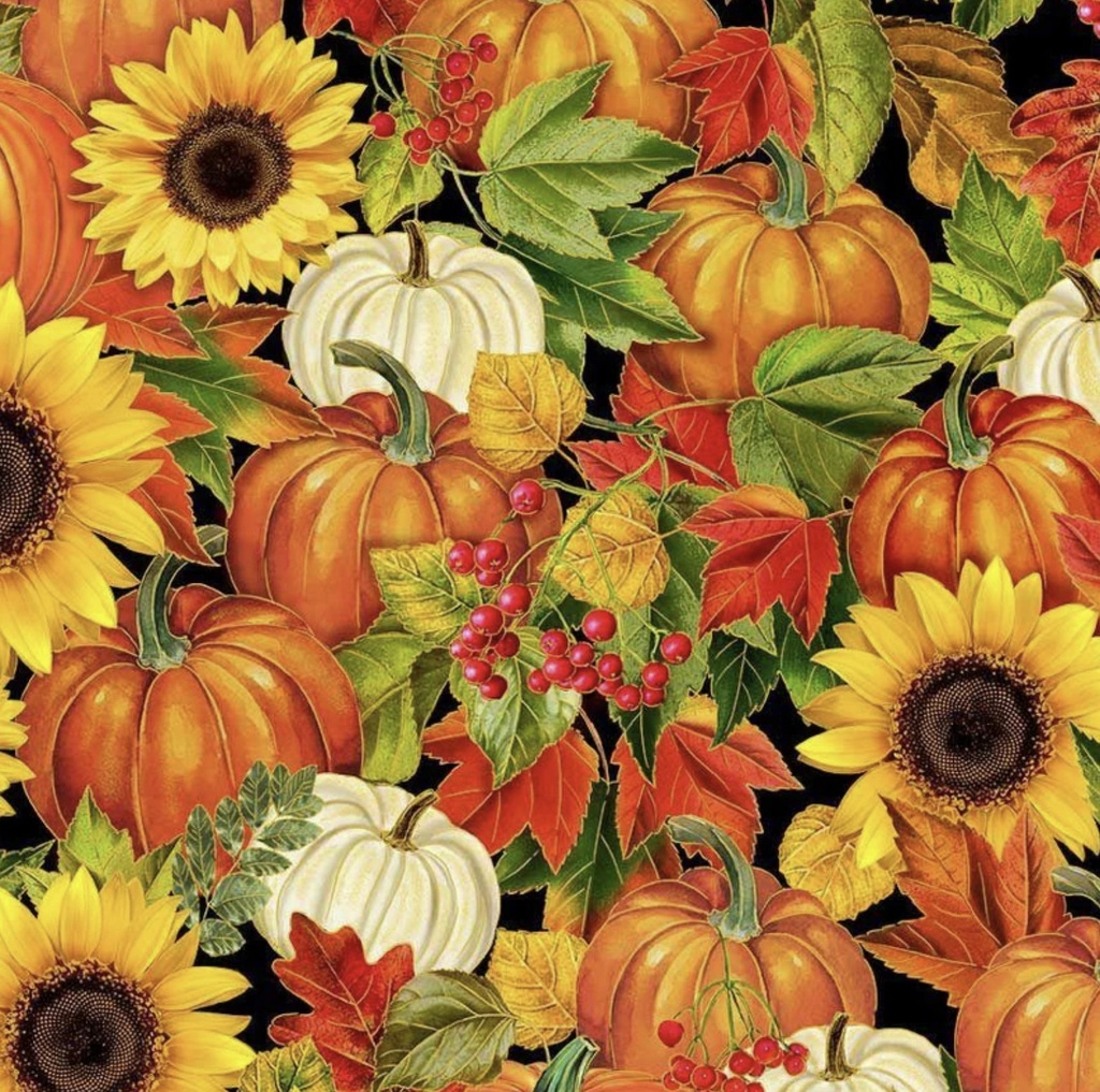 Fall is in the Air Floral Harvest Metlic from Timeless Treasures