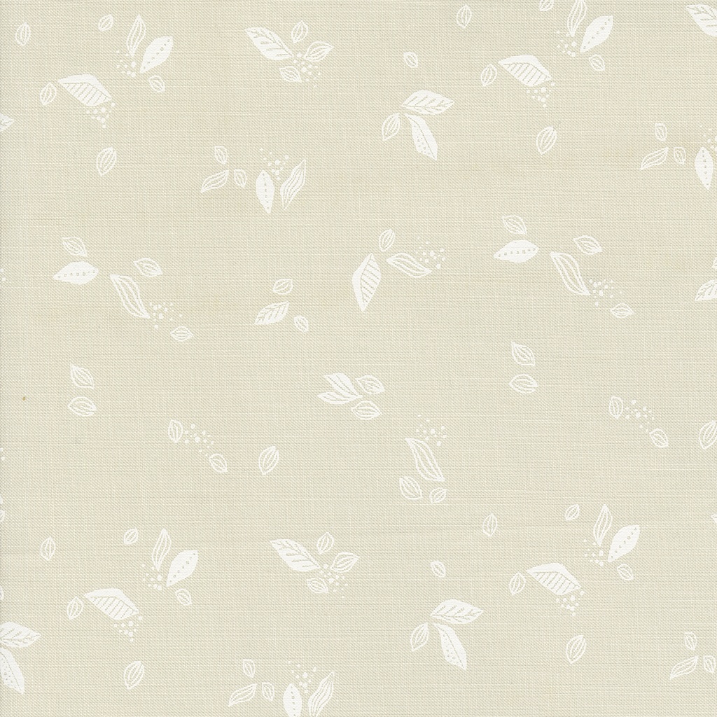 Folk Lore Leaf Twirl Eggshell White from Moda