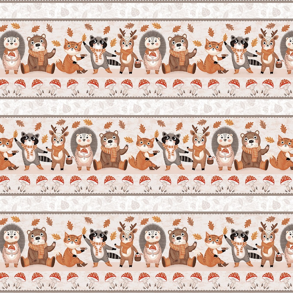 Cheerful Cheeks Border Stripe Light Taupe by Lena Anisimova for Blank Quilting