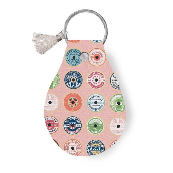Sew Much Fun Leather Circle Keychain by Echo Park Paper Co. for Riley Blake Designs