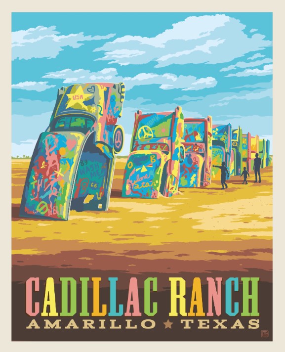 Route 66 Cadillac Ranch Panel by Anderson Design Group for Riley Blake Designs