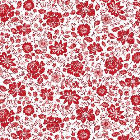 Garden Redwork White Large Floral from Timeless Treasures