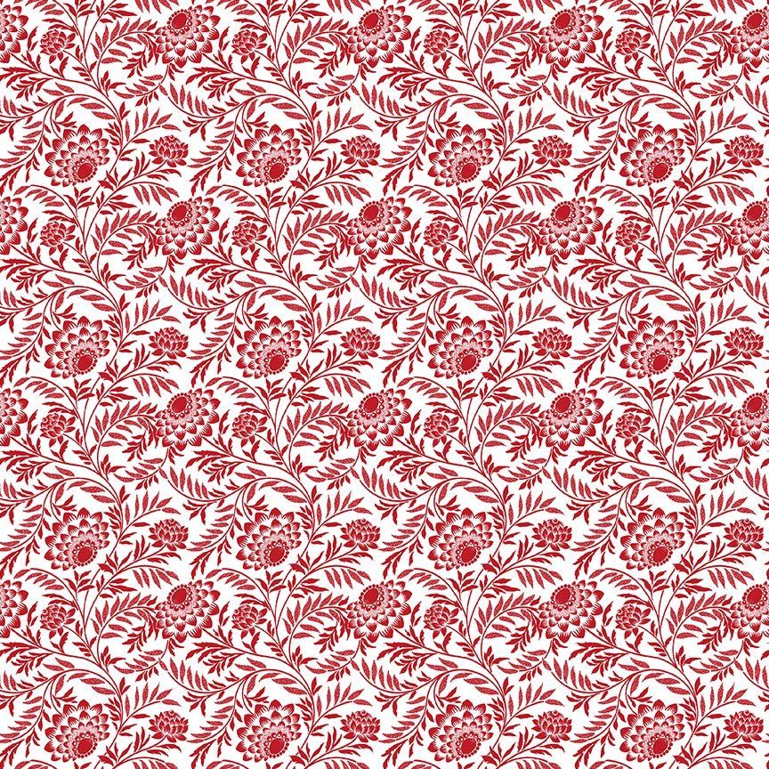 Garden Redwork Elegant Floral Red from Timeless Treasures