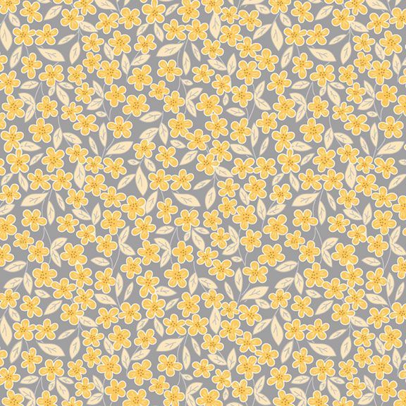 Birds and Bees Gray Flowers from Marcus Fabrics