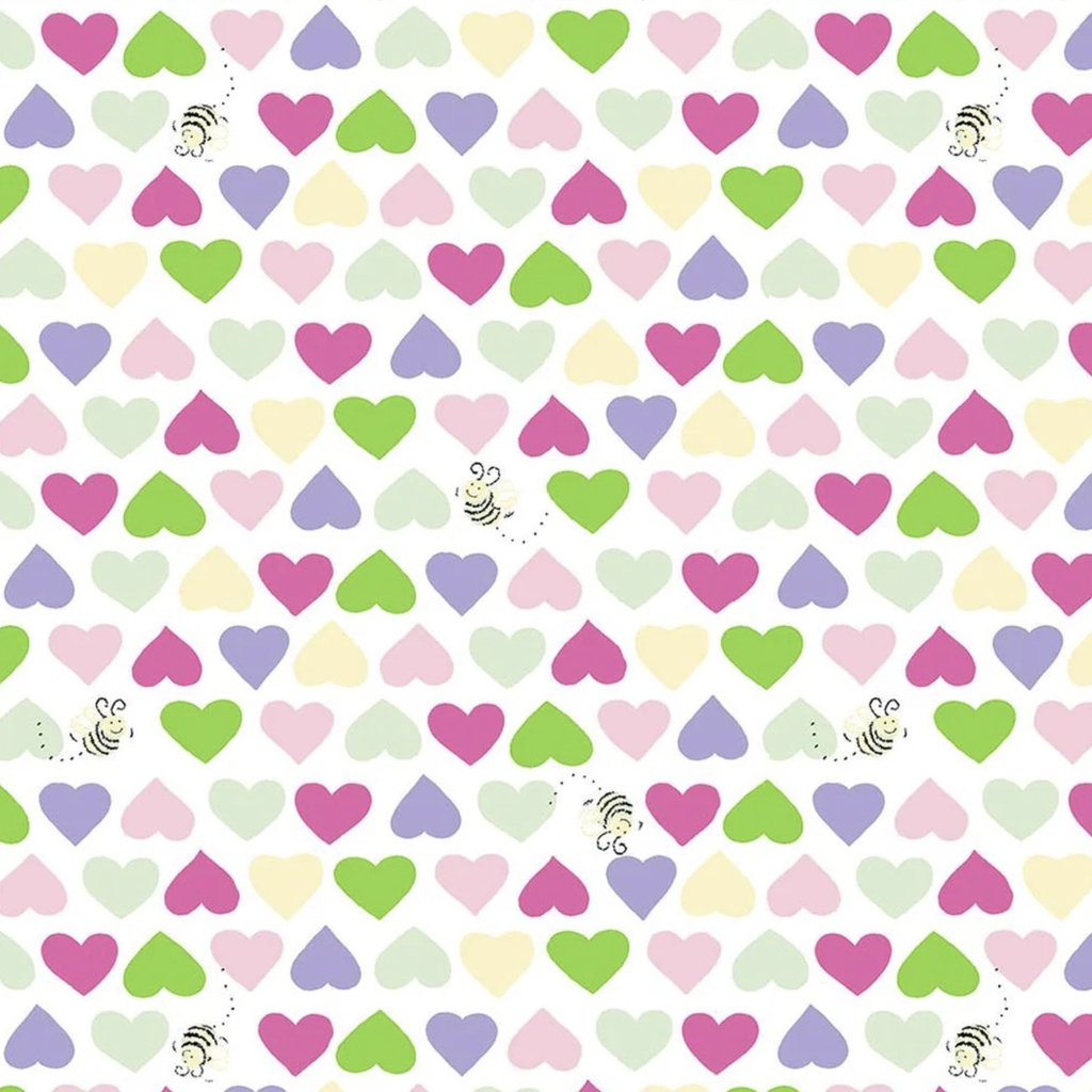 Hearts & Bees Pink from Clothworks