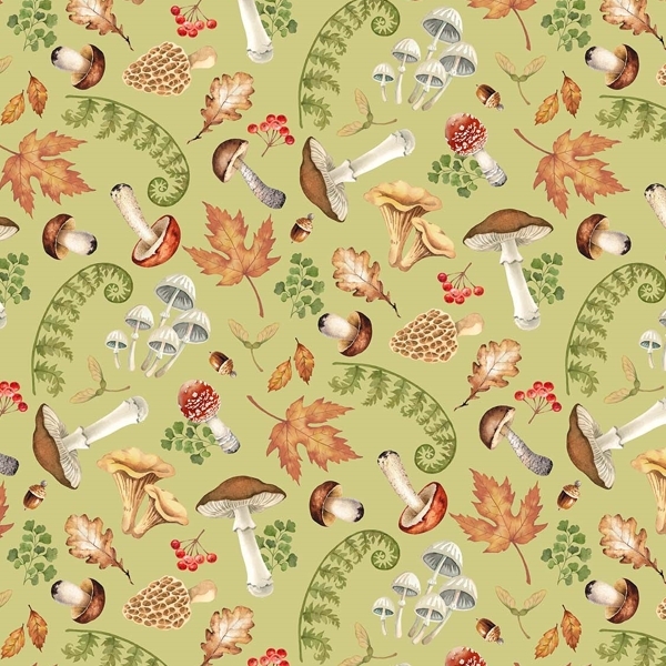 Wild Harvest Forest Finds Green by Deborah Edwards for Northcott Fabrics