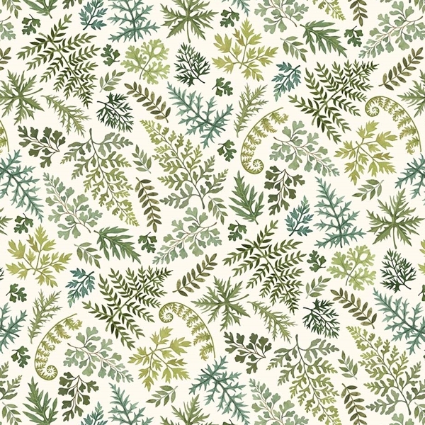 Wild Harvest Small Ferns Cream by Deborah Edwards for Northcott Fabrics