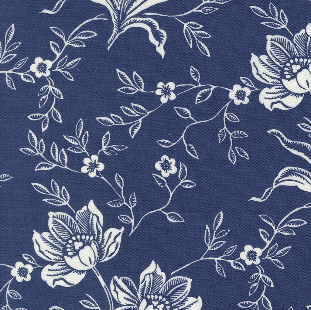 Denim Daisies Woodcut Midnight